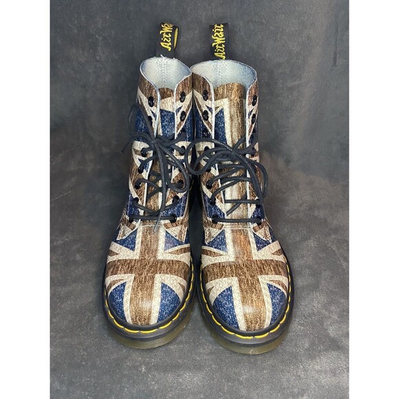 Dr Doc Martens Pascal Virginia Union Jack British Flag Boots Womens US 6 - Picture 2 of 8
